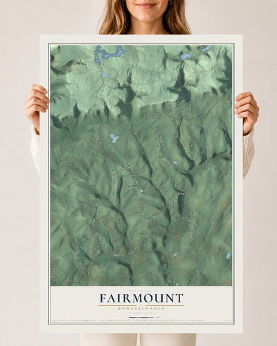 Map of Fairmount, Pennsylvania, 24 x 36 inch unframed archival matte print