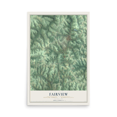 Map of Fairview, Butler County, Pennsylvania, 12 x 18 inch unframed archival matte print