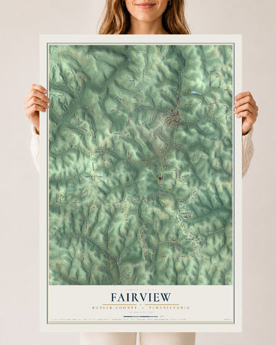 Map of Fairview, Butler County, Pennsylvania, 24 x 36 inch unframed archival matte print