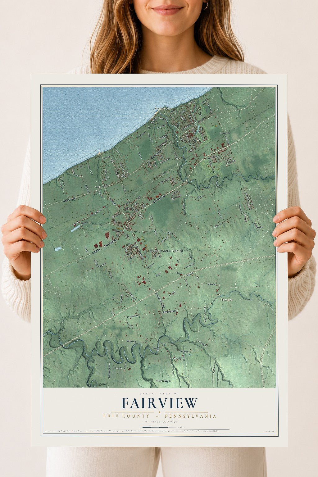 Map of Fairview, Erie County, Pennsylvania, 18 x 24 inch unframed archival matte print