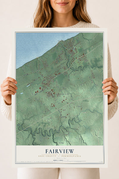 Map of Fairview, Erie County, Pennsylvania, 18 x 24 inch unframed archival matte print