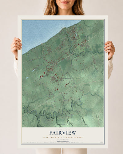 Map of Fairview, Erie County, Pennsylvania, 24 x 36 inch unframed archival matte print