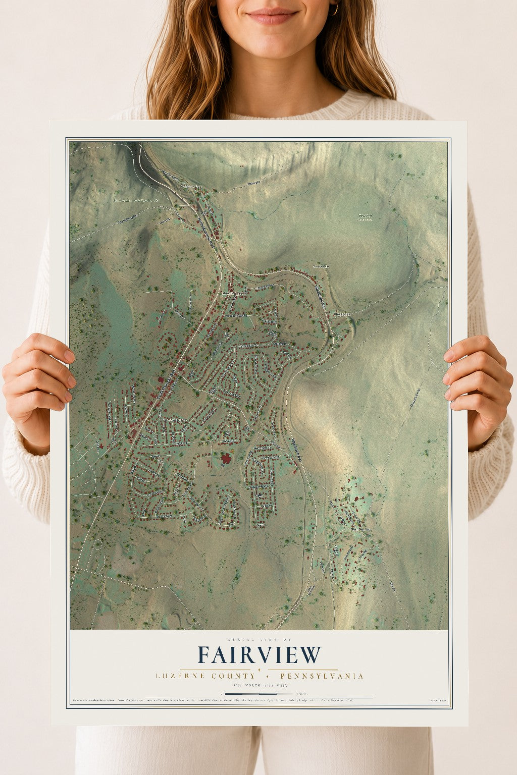 Map of Fairview, Luzerne County, Pennsylvania, 18 x 24 inch unframed archival matte print
