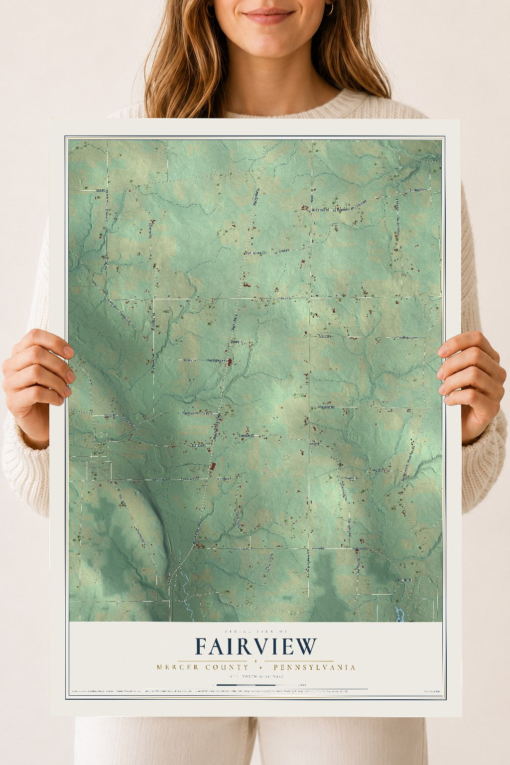 Map of Fairview, Mercer County, Pennsylvania, 18 x 24 inch unframed archival matte print