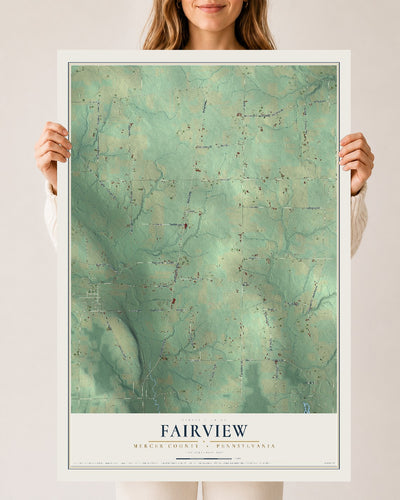 Map of Fairview, Mercer County, Pennsylvania, 24 x 36 inch unframed archival matte print