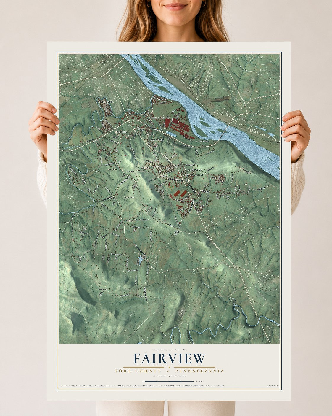 Map of Fairview, York County, Pennsylvania, 24 x 36 inch unframed archival matte print