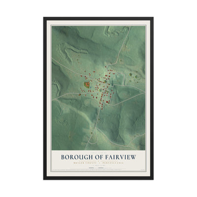 Map of the Borough of Fairview, Butler County, Pennsylvania, 12 x 18 inch print in a black wood frame