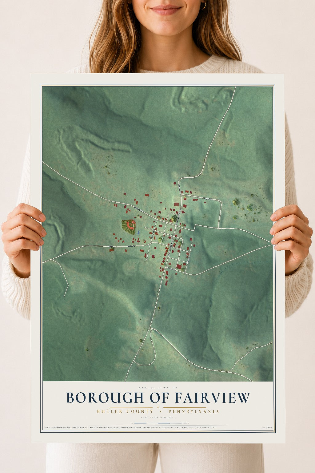 Map of the Borough of Fairview, Butler County, Pennsylvania, 18 x 24 inch unframed archival matte print