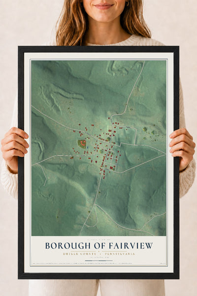 Map of the Borough of Fairview, Butler County, Pennsylvania, 18 x 24 inch print in a black wood frame