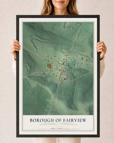 Map of the Borough of Fairview, Butler County, Pennsylvania, 24 x 36 inch print in a black wood frame