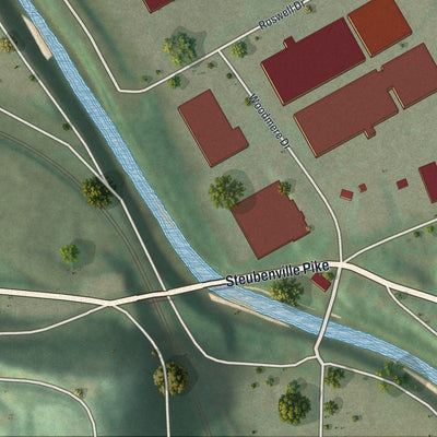 Second close-up of the map of Fairywood, Pennsylvania print showing more streets and buildings