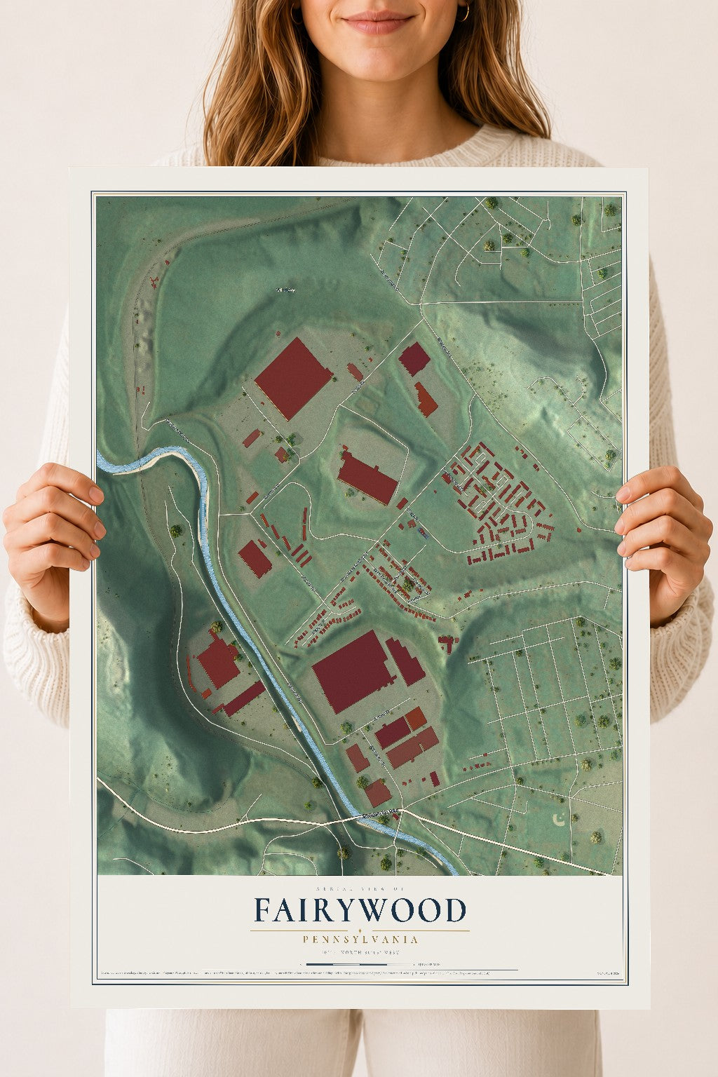 Map of Fairywood, Pennsylvania, 18 x 24 inch unframed archival matte print