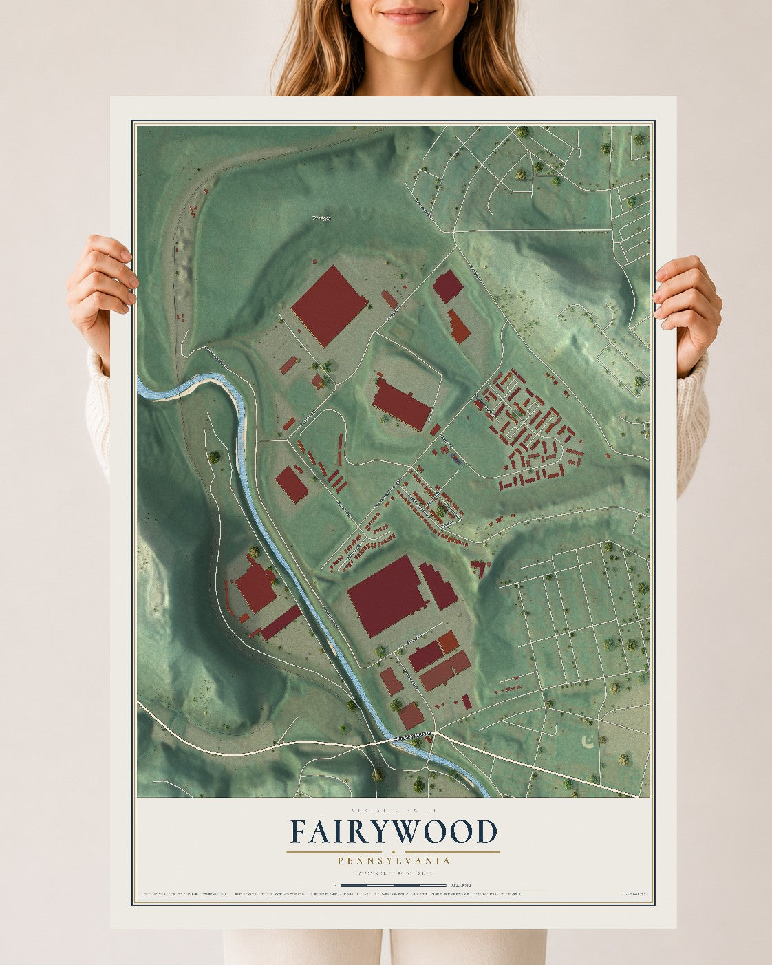 Map of Fairywood, Pennsylvania, 24 x 36 inch unframed archival matte print