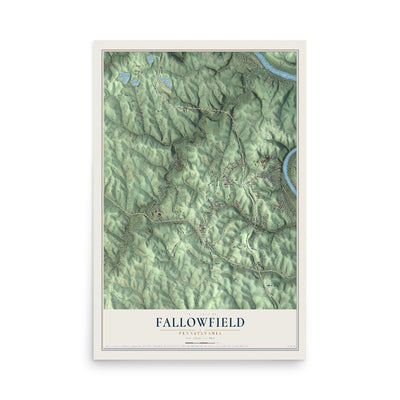 Map of Fallowfield, Pennsylvania, 12 x 18 inch unframed archival matte print