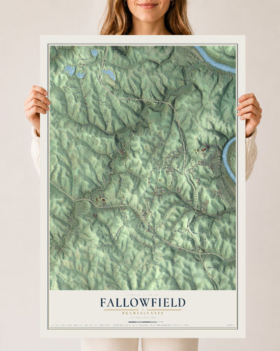 Map of Fallowfield, Pennsylvania, 24 x 36 inch unframed archival matte print