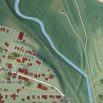 Second close-up of the map of Falls Creek, Pennsylvania print showing more streets and buildings