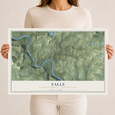 Map of Falls, Wyoming County, Pennsylvania, 12 x 18 inch unframed archival matte print