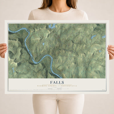 Map of Falls, Wyoming County, Pennsylvania, 18 x 24 inch unframed archival matte print
