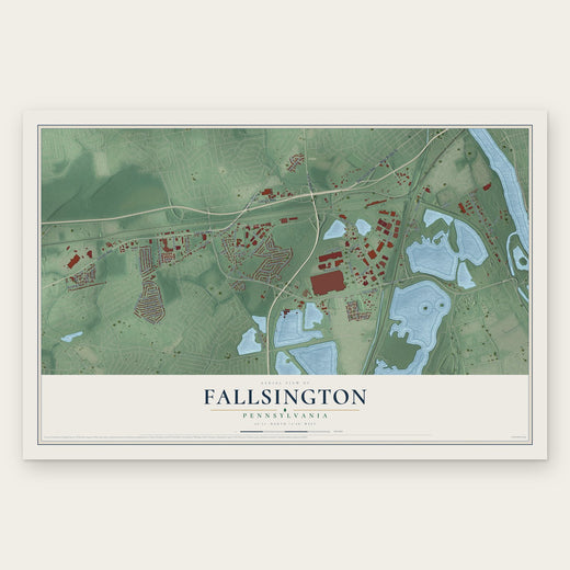 Fallsington, Pennsylvania map print, the full design