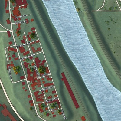 Second close-up of the map of Fallston, Pennsylvania print showing more streets and buildings