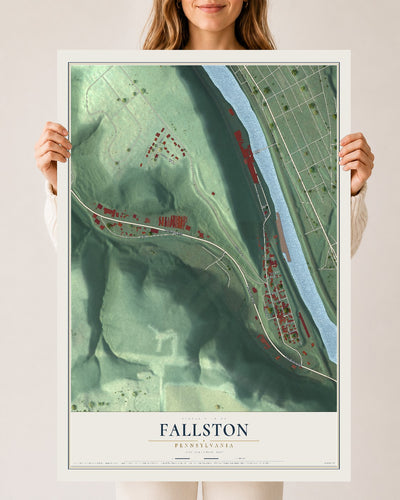 Map of Fallston, Pennsylvania, 24 x 36 inch unframed archival matte print