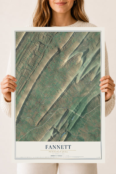 Map of Fannett, Pennsylvania, 18 x 24 inch unframed archival matte print