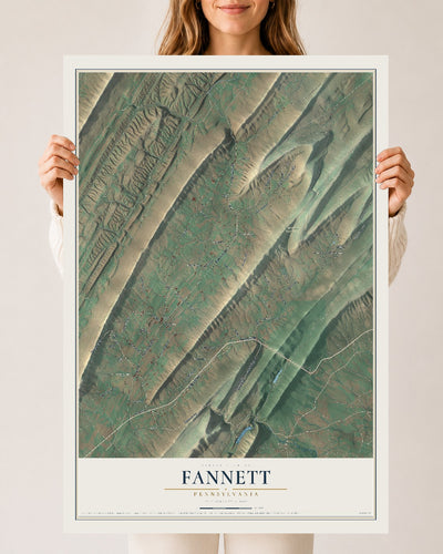 Map of Fannett, Pennsylvania, 24 x 36 inch unframed archival matte print