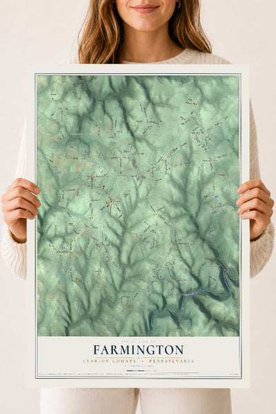 Map of Farmington, Clarion County, Pennsylvania, 18 x 24 inch unframed archival matte print