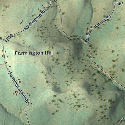 Second close-up of the map of Farmington, Tioga County, Pennsylvania print showing more streets and buildings