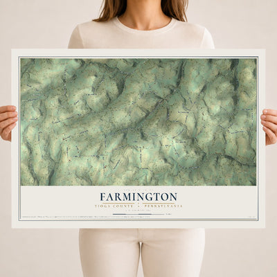 Map of Farmington, Tioga County, Pennsylvania, 18 x 24 inch unframed archival matte print