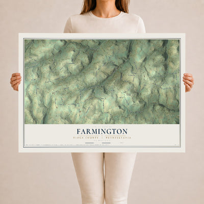 Map of Farmington, Tioga County, Pennsylvania, 24 x 36 inch unframed archival matte print