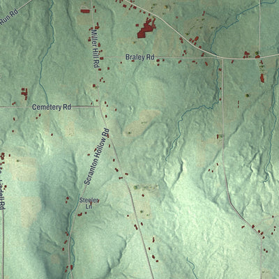 Close-up of the map of Farmington, Warren County, Pennsylvania print showing street and building detail