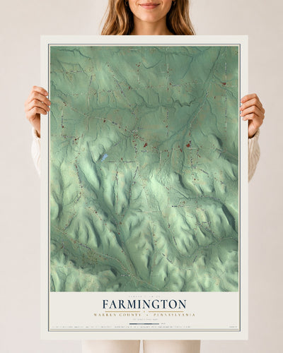 Map of Farmington, Warren County, Pennsylvania, 24 x 36 inch unframed archival matte print