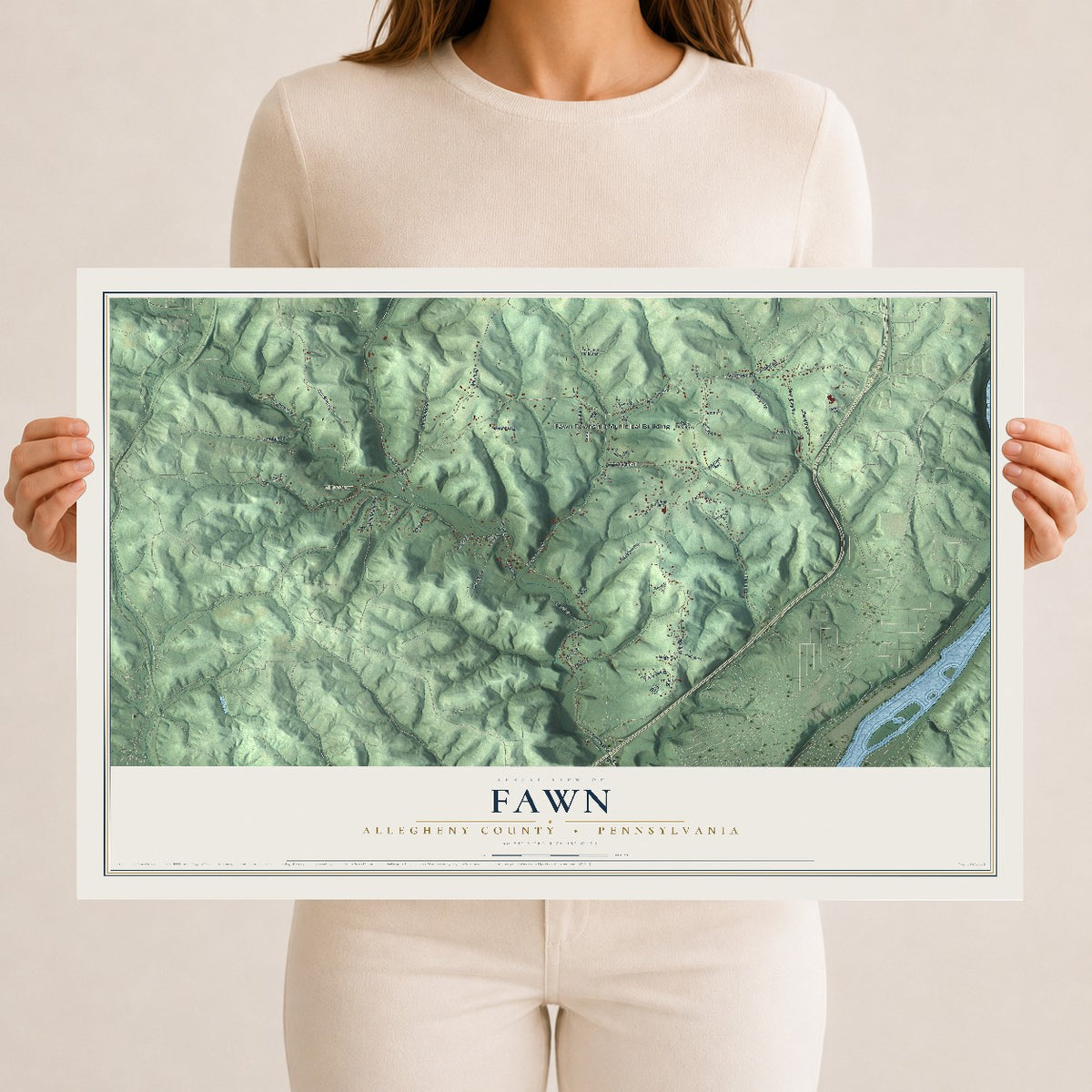 Map of Fawn, Allegheny County, Pennsylvania, 12 x 18 inch unframed archival matte print