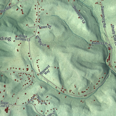 Second close-up of the map of Fawn, Allegheny County, Pennsylvania print showing more streets and buildings