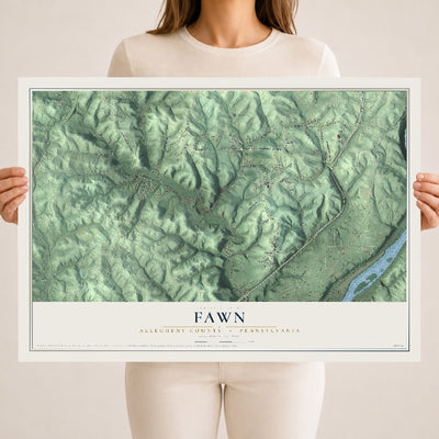 Map of Fawn, Allegheny County, Pennsylvania, 18 x 24 inch unframed archival matte print