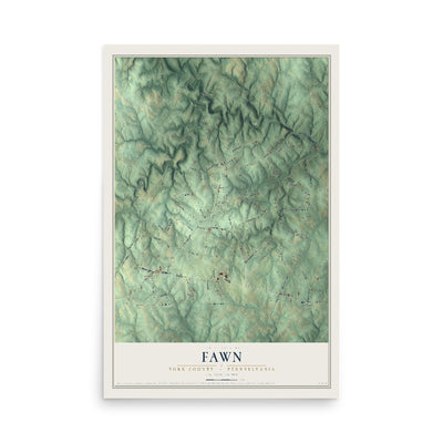 Map of Fawn, York County, Pennsylvania, 12 x 18 inch unframed archival matte print
