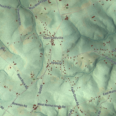 Second close-up of the map of Fawn, York County, Pennsylvania print showing more streets and buildings