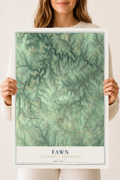 Map of Fawn, York County, Pennsylvania, 18 x 24 inch unframed archival matte print