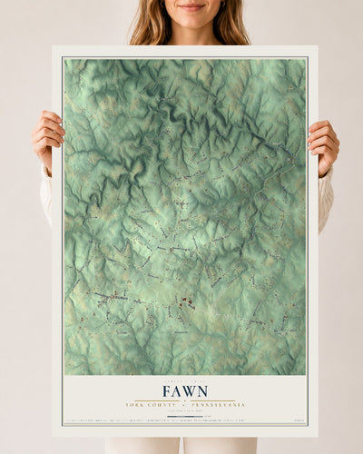 Map of Fawn, York County, Pennsylvania, 24 x 36 inch unframed archival matte print