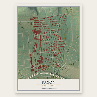 Faxon, Pennsylvania map print, the full design