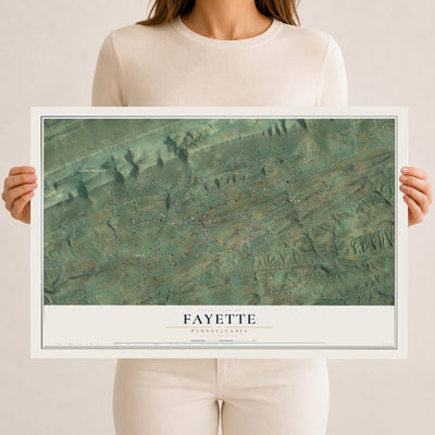 Map of Fayette, Pennsylvania, 12 x 18 inch unframed archival matte print