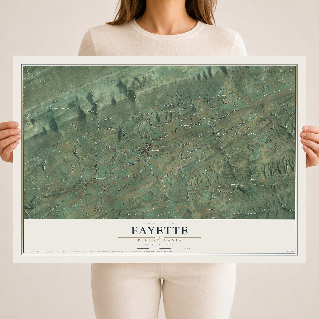 Map of Fayette, Pennsylvania, 18 x 24 inch unframed archival matte print