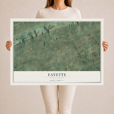 Map of Fayette, Pennsylvania, 24 x 36 inch unframed archival matte print