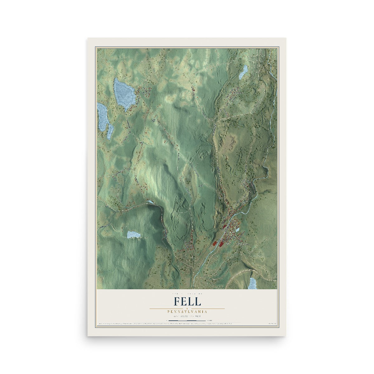 Map of Fell, Pennsylvania, 12 x 18 inch unframed archival matte print