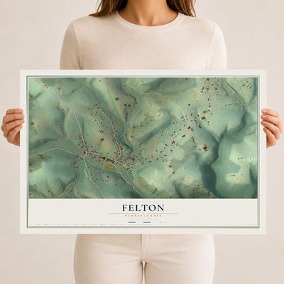 Map of Felton, Pennsylvania, 12 x 18 inch unframed archival matte print