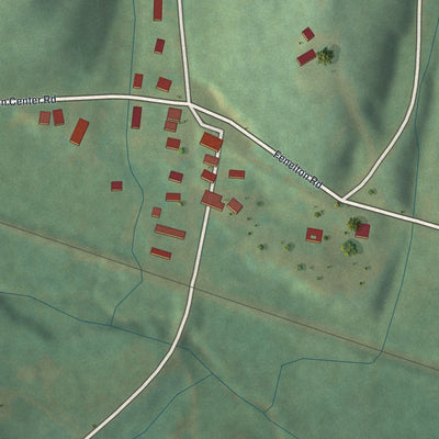 Close-up of the map of Fenelton, Pennsylvania print showing street and building detail