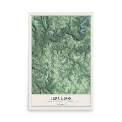 Map of Ferguson, Clearfield County, Pennsylvania, 12 x 18 inch unframed archival matte print