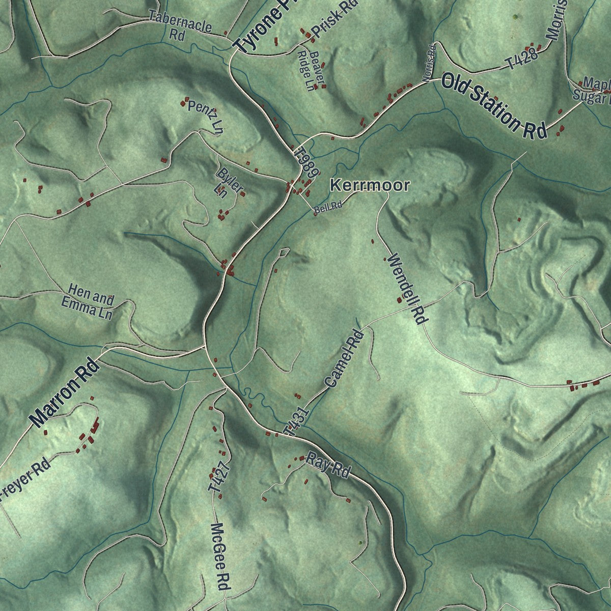 Second close-up of the map of Ferguson, Clearfield County, Pennsylvania print showing more streets and buildings