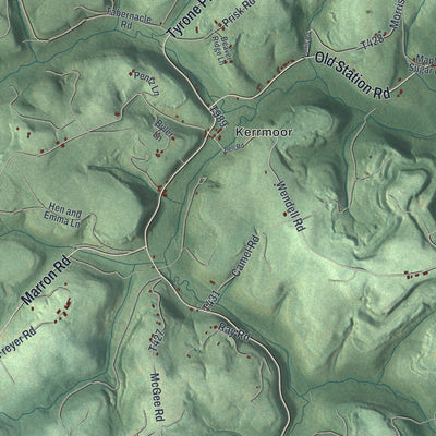 Second close-up of the map of Ferguson, Clearfield County, Pennsylvania print showing more streets and buildings